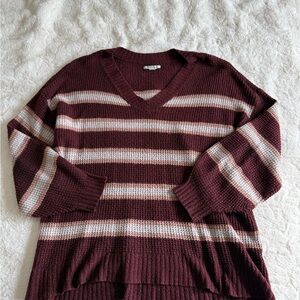 Striped Burgundy and Cream Sweater